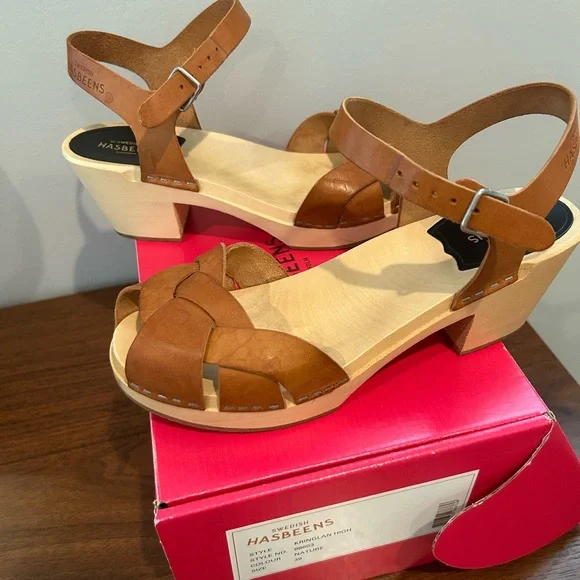Swedish Hasbeens Tan Leather Sandals - Picture 2 of 5